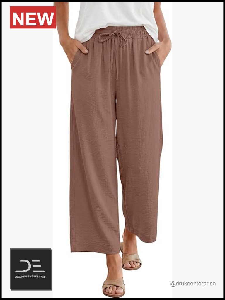 Wide Leg Palazzo Pants High Waisted Casual Loose Lounge Flowy Capri Trousers